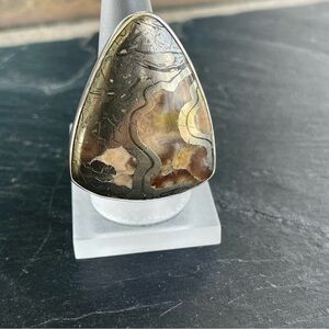 Unique one of a kind Septerian Pyrite stone Statement Ring size 8